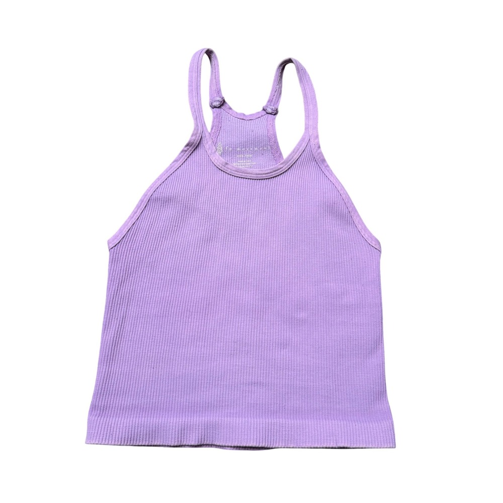 FP Movement Happiness Runs Tank Women XS/S Purple Ribbed Activewear Crop Top